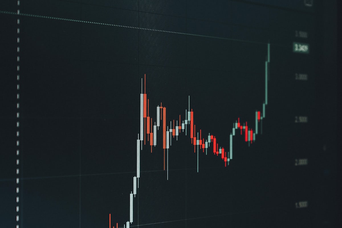 Live candlestick market chart on a dark trading screen