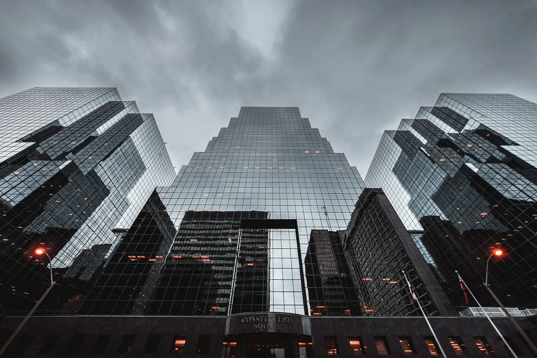 Architectural lines of modern commercial buildings